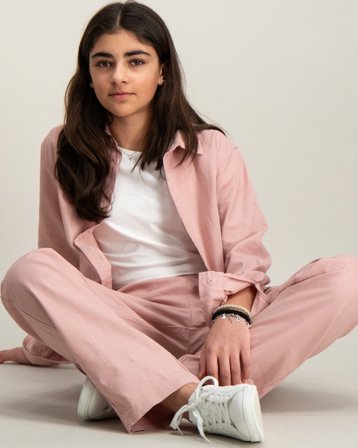 LMTD NLFHILL LINEN REG PANT Różowy Spodnie Dziewczyna - Kids Brand Store