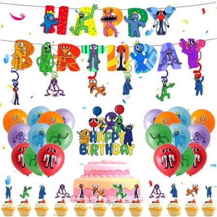 Rainbow Friends Festpynt, Rainbow Friends Bursdagsfestutstyr Inkludert Bursdagsbanner, Latexballonger