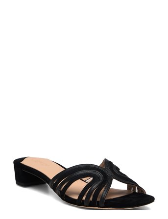 Fay Suede & Leather Multistrap Sandal Black Lauren Ralph Lauren