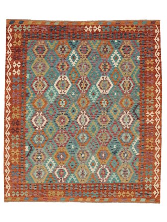 Handgeweven Kelim Afghan Old Style Vloerkleed 252X292 Bruin/Donkerrood
