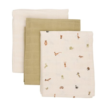 Pippi Stofble Muslin Cloth 3-pak Woodsmoke, Børn & Forældre, Bleer, Stofbleer