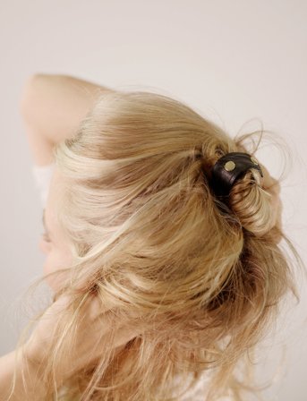 Corinne Leather Band Short Bendable Rivets - Black - ONE SIZE