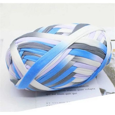 Godt tilbud til lav pris! PC-farvet t-shirt garn strikkegarn hæklemateriale Kompatibel med håndværk strikket stofkunst Blå&Hvid-Glad