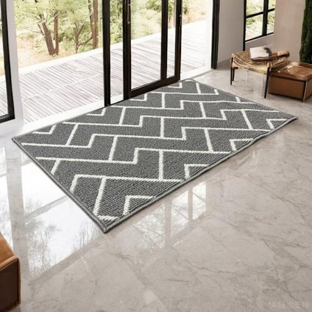 Innendørs dørmatter, støvtette matter, vannabsorberende og sklisikre, egnet for innganger, innendørs og utendørs, 60x90cm, grå