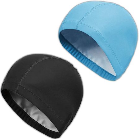 2 stk. svømmehætte til voksne - blød PU-stof svømmehætte