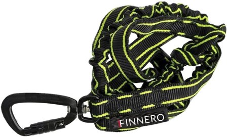 FinNero Elastiskt Koppel POWER Svart/gul - Cykla Med Hund