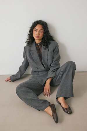 NA-KD Hochgeschnittene, weite Strukturierte Hose - Weite Hosen - Grau - EU 38