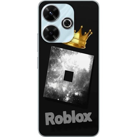 Kompatibelt Mobildeksel til Xiaomi Xiaomi Redmi 13 Minimalistisk svart og sølvfarget Roblox-symbol med gylden krone og luksuriøs gamer-estetikk på