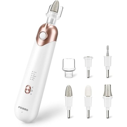 Sladdlöst manikyr- och pedikyrset, uppladdningsbart, 5 hastigheter, LED-lampa, utmärkt elektrisk nagelfil för hemmabruk för att ta bort nagelband
