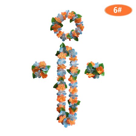 4st set 12 färger hawaiianskt halsband tropiskt Hawaii tyg blomsterkrans festdekor