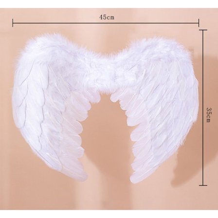 Hvite vinger Halloween hvite engelvinger - Fevinger antrekk engel tilbehør - Hvite fjærvinger