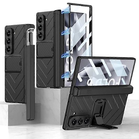 Pansarskydd för Samsung Galaxy Z Fold 6, Inbyggt skärmskydd & Stativ Allt-i-ett-fodral med gångjärnsskydd & S Pen-hållare