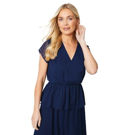 Principles Dam/Damer Mock Wrap Petite Top 16 UK Marinblå