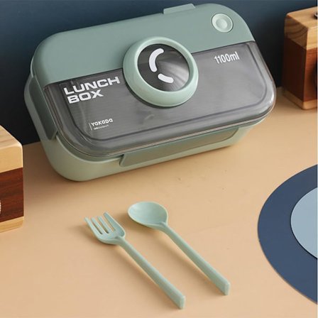 1100ml Matlåda, Bento-låda för vuxna och barn, lämplig för mikrovågsugn med fack