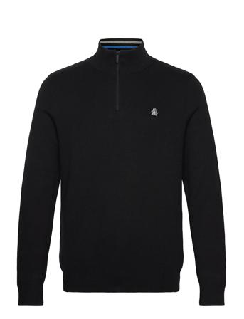 Cttn 1/4 Zip Tipped Black Original Penguin
