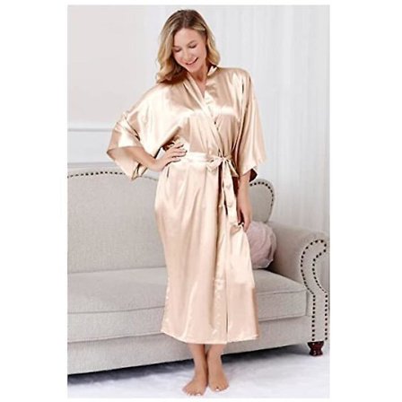 Plus Size S-XXXL Rayon Badekåbe Dame Kimono Satin Lang Kåbe Sexet Lingeri Klassisk Natkjole Nattøj med Bælte