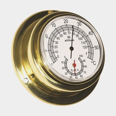 Hygrometer & termometer Altitude, Ø63/96 mm, guldpläterad mässing