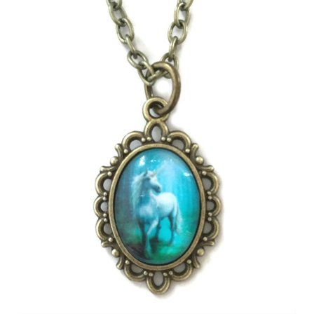 Halsband Enhörning Unicorn Fantasy Sagoväsen Brons/Blå