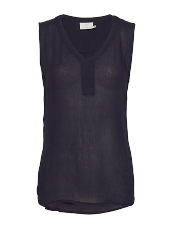 Amber Top Bluse Ærmeløs Sort Kaffe