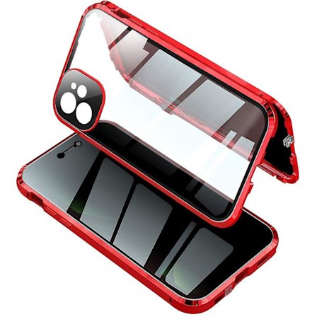 Sunrain Anti-peeping Iphone 12 Pro Max Fodral med stark Ic Adsorption Kamera Linsskydd Metallram 360 Helkroppsskydd Dubbelsidig Gl