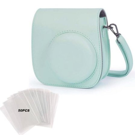 Mini 12 Kameraväska, Mintgrön för INSTAX med 50 Skärmskydd