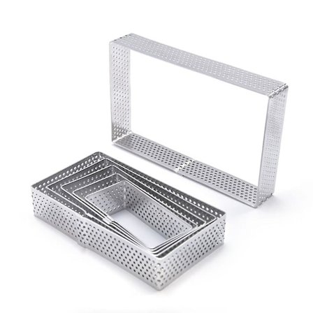 6 st rostfria mousse-kakformar runda/ovala/rektangulära bakformar köksbakningsverktyg (rektangulär)