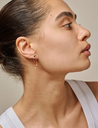 Enamel Copenhagen Earrings, Lola Heart - Gold - ONE SIZE