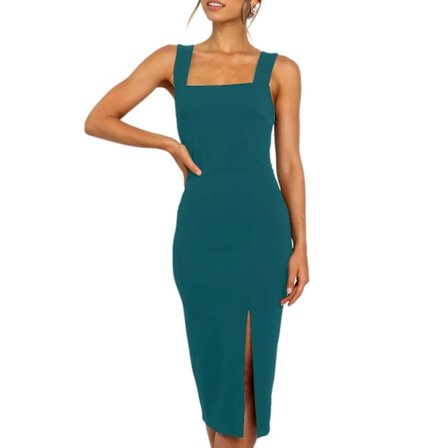 Tank Kjole Bodycon Festkjoler til Sommeren (Påfugle Grøn L)