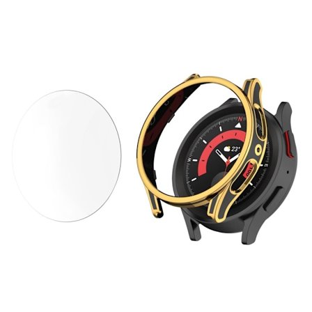 Samsung Galaxy Watch 5 Pro skyddsfodral med härdat glas - Svart / Roséguld