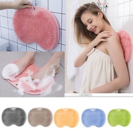 Silicone Shower Foot Scrubber Back Brush Massager Clean Bathroom Non Slip Bath, Back Scrubber