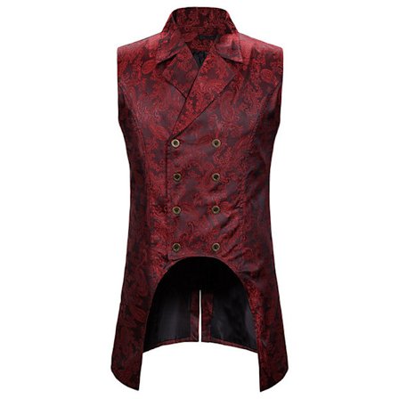 Herre Gothic Steampunk Dobbeltbrystet Jacquard Brokade Vest Veste Ærmeløs Frakke