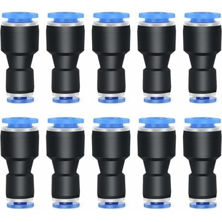 10 kpl 8 mm ulkohalkaisija x 6 mm ulkohalkaisija suora liitin liittimien yhdistämiseen, P