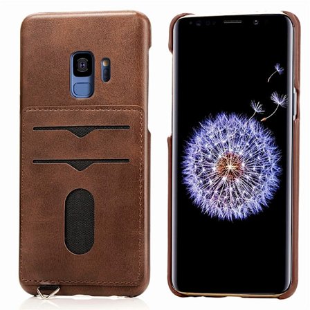 Vintage Stilsäkert Skal med Korthållare - Samsung Galaxy S9