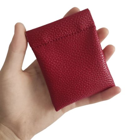 Myntpose - Klemmeåpning - Børs - Pung - Kunstskinn - Rød