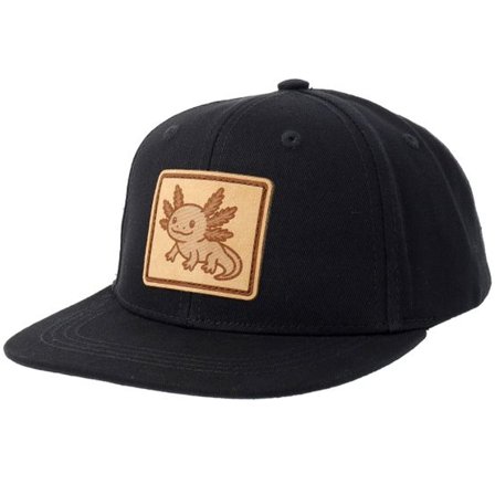 Kiddo Cap - Svart snapback Keps - Kids Cute Axolotl Engraved Patch Black Snapback @ Hatstore