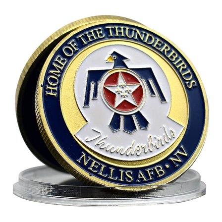 Mindesmønt, U.S. Air Force Thunderbird Challenge Coin, Nellis AFB, Militær Samlerobjekt, 35g, 4x0,3cm