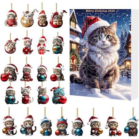 24 dagars nedräkning till jul Julkalender Present Katt Hänge
