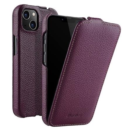 För Iphone 14 Läder+pc Skal Vertical Flip Litchi Texture Protection Cover Purple