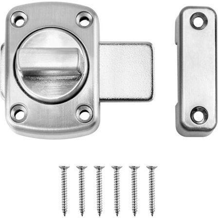 Roterande bultlås Rostfritt stål grind badrumsdörrlås, lämpligt för olika dörrar, silver