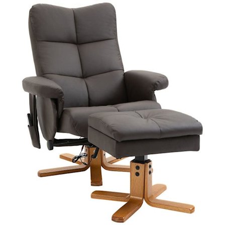 Rootz Massagestol - Avslappningsstol - Med liggfunktion - Massagestol - Med fotpall - Tv-stol - Ergonomisk stol - Brun - 80 x 86 x 99 cm