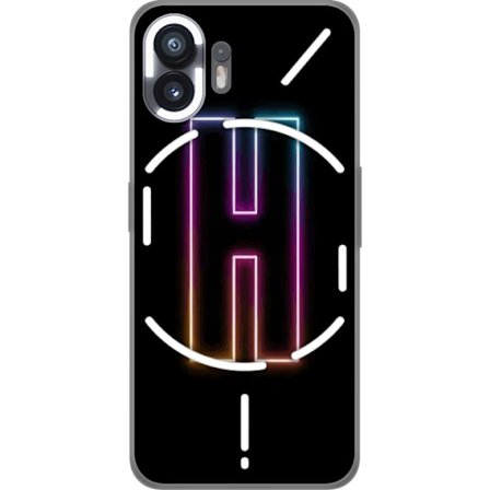 Kompatibelt Mobildeksel til Nothing Nothing Phone (2) Minimalistisk neonbokstav H i fargeskiftende lys mot svart bakgrunn med moderne typografisk føl