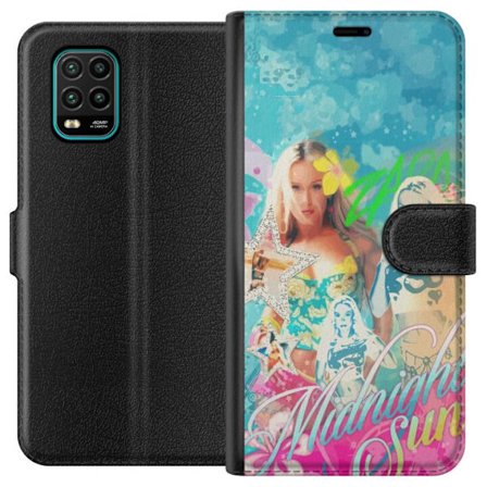 Yhteensopiva Lompakkokotelo Xiaomi Mi 10 Lite 5G Seikkailumaailma Steve, Creeper ja eläimillä värikkäässä palikkagrafiikassa