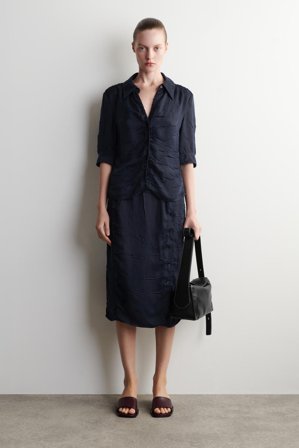 COS Women's Camicia Effetto Increspato in Blu