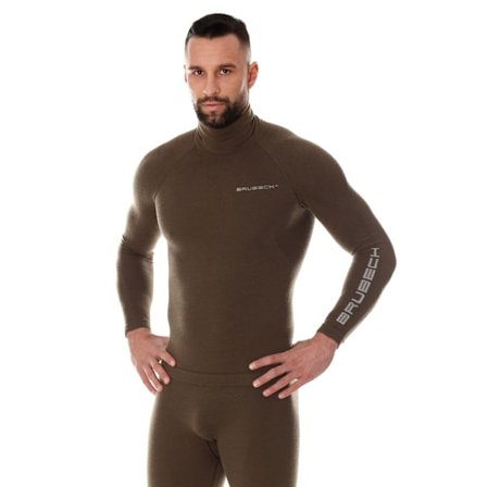 Genser for menn Brubeck RANGER WOOL Termisk undertøy Merinoull for skog Khaki M