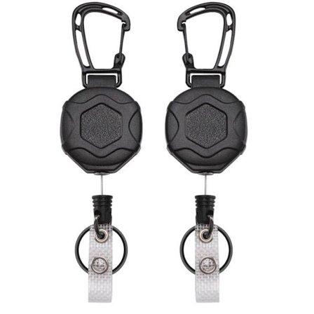 2-pack Retractable Keychain Heavy Duty, Badge Reels Retractable, Tactical ID Badge Holder med Upgraderad Zinc Alloy Karabiner