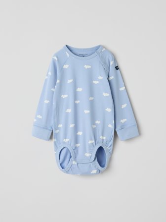 Verlängerbarer Body, Wolken - 80 - kinderbekleidung - blue - Polarn O. Pyret