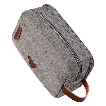 Herre Toalettveske med dobbeltrom for Canvas Lær