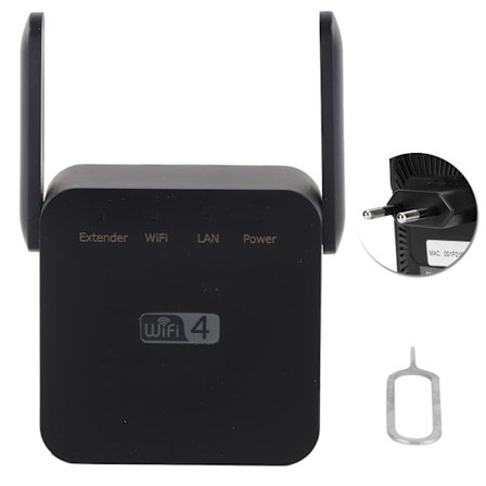 WIFI Repeaters Mini Dubbla Antenner Signalförstärkare Range Extender 300Mbps Svart 100‐240VEU-kontakt