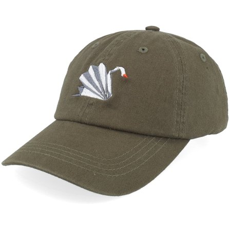 Kiddo Cap - Vihreä unconstructed Lippis - Kids Paper Swan Olive Washed Dad Cap @ Hatstore