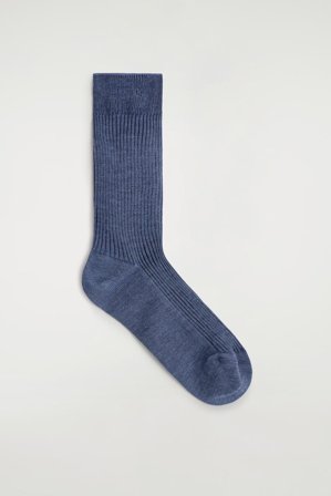 COS Damen Ribbed Silk Socks - Blau